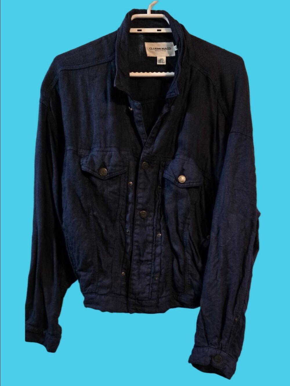 4/$67 Deal! Club Monaco Vintage Navy Blue Button-Front Bomber Jacket